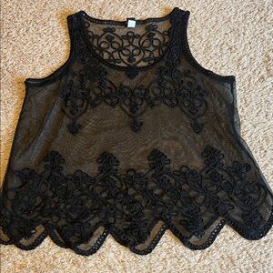 Torrid Black Sheer Lace Blouse